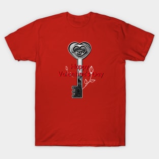 Happy Valentines Day Gift with the Key & Flowers T-Shirt